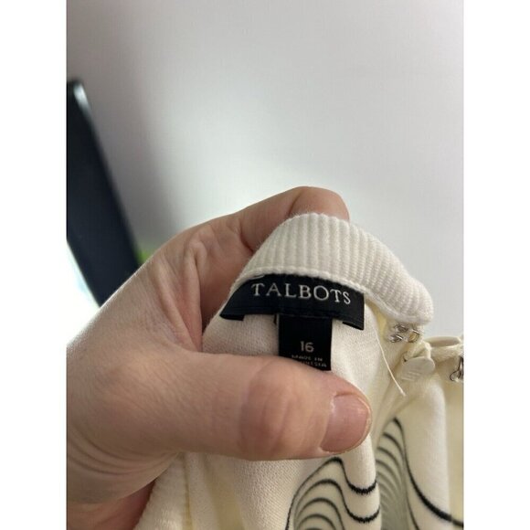 Talbots Black White Midi Collared Stripes Short Sleeve Size 16 - Picture 13 of 14